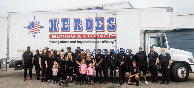 "Heroes Moving and Storage" Truck & Staff